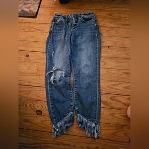 KanCan Frayed Hem Distressed Blue Jeans